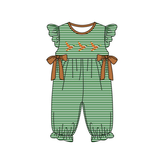 Baby Girls Stripe Ducks Bows Ruffle Footie Rompers Preorder