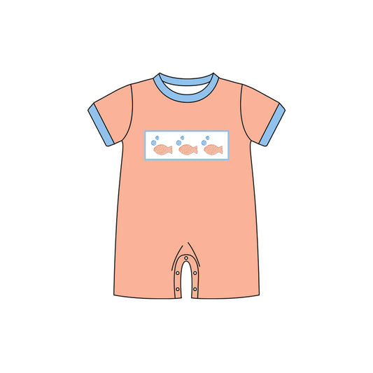 Baby Boys Short Sleeve Orange Fishes Hunting Shorts Rompers Preorder