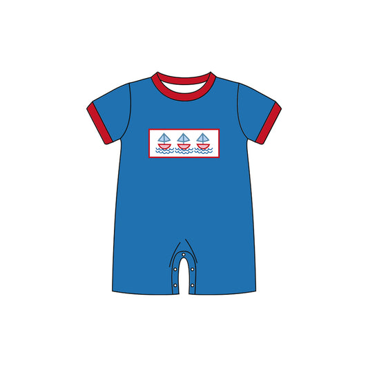 Baby Boys Short Sleeve Hot Blue Boats Shorts Rompers Preorder