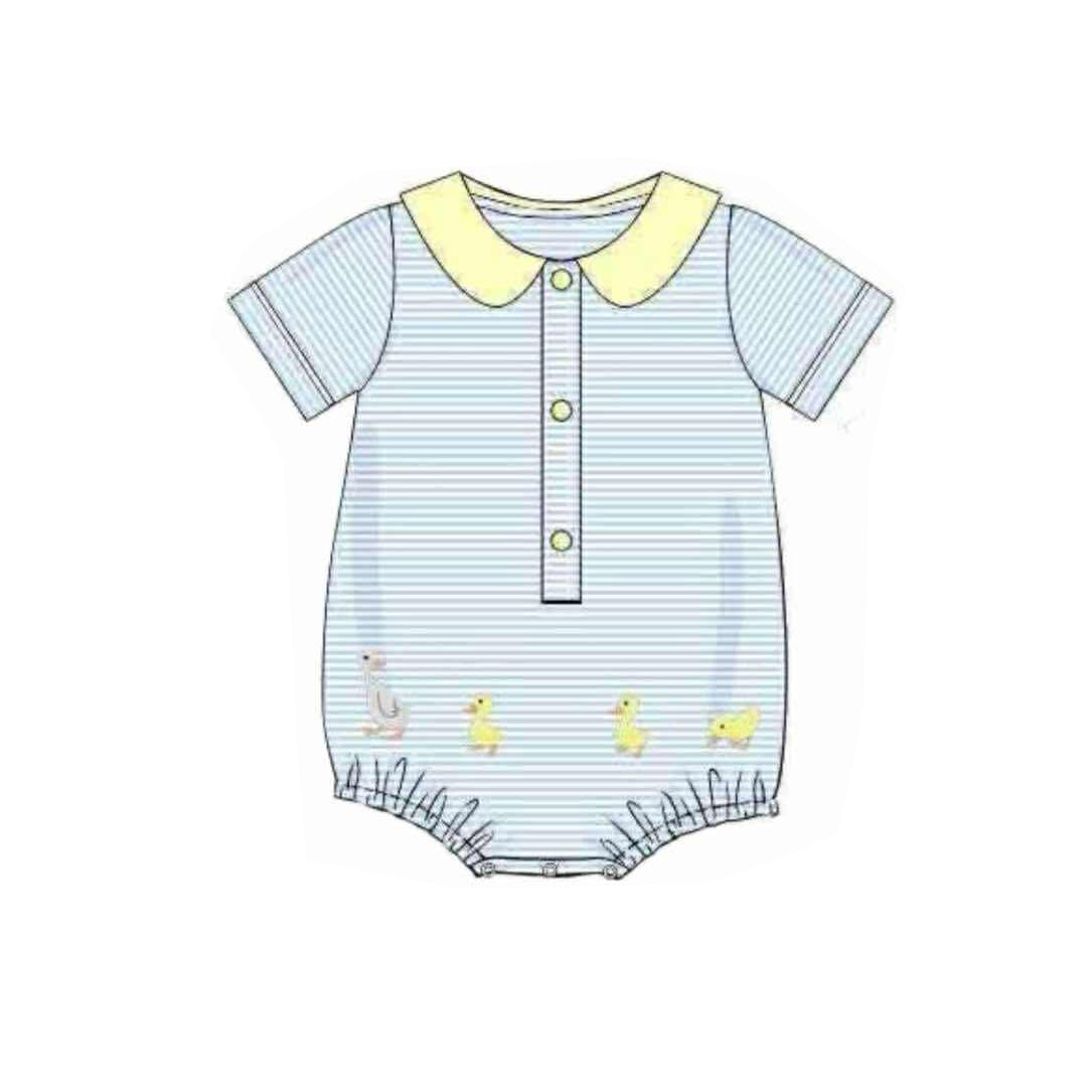 Baby Boys Stripe Gooses Ducks Button Rompers Preorder
