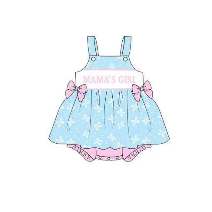 Baby Girls Blue Strap Mama's Girls Bows Tunic Bummies Ruffle Rompers Preorder