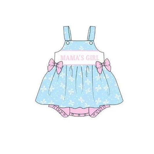 Baby Girls Blue Strap Mama's Girls Bows Tunic Bummies Ruffle Rompers Preorder