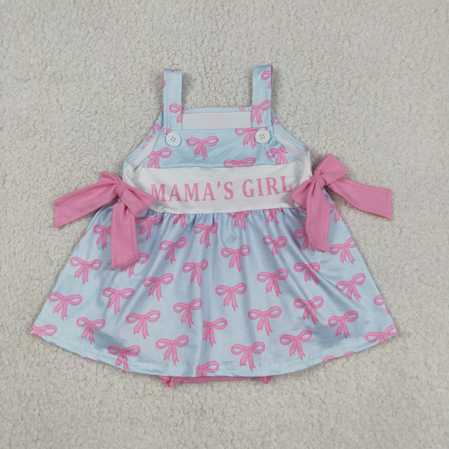 Baby Girls Pink Strap Mama's Girls Bows Tunic Bummies Ruffle Rompers