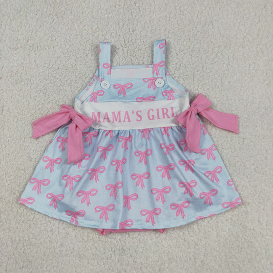Baby Girls Pink Strap Mama's Girls Bows Tunic Bummies Ruffle Rompers