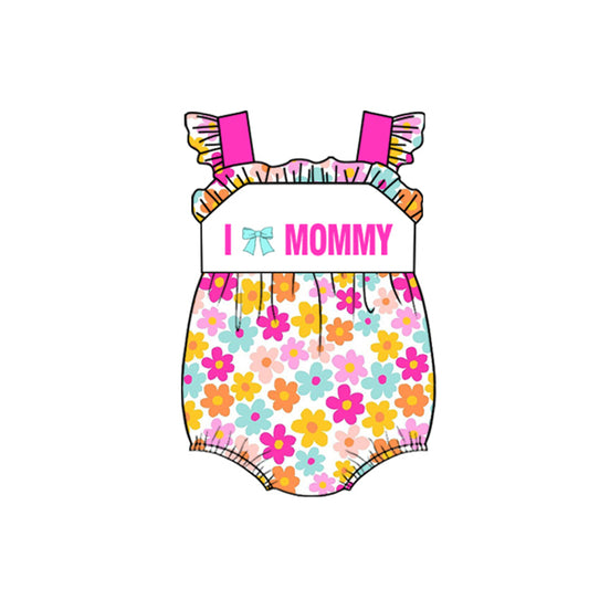 Baby Girls I Love Mommy Flowers Ruffle Rompers Preorder