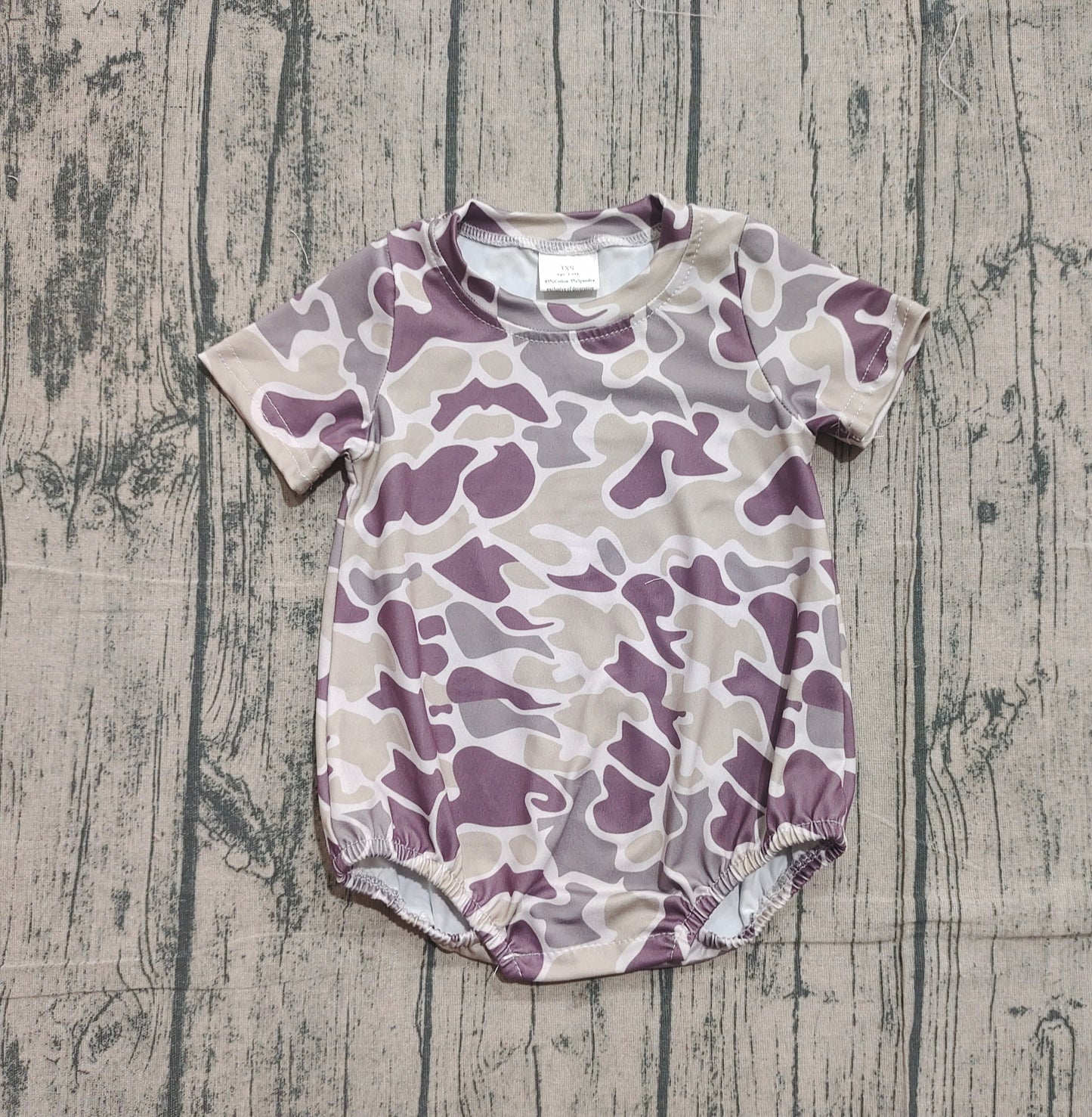 Baby Boys Dark Grey Camo Short Sleeve Southern Rompers