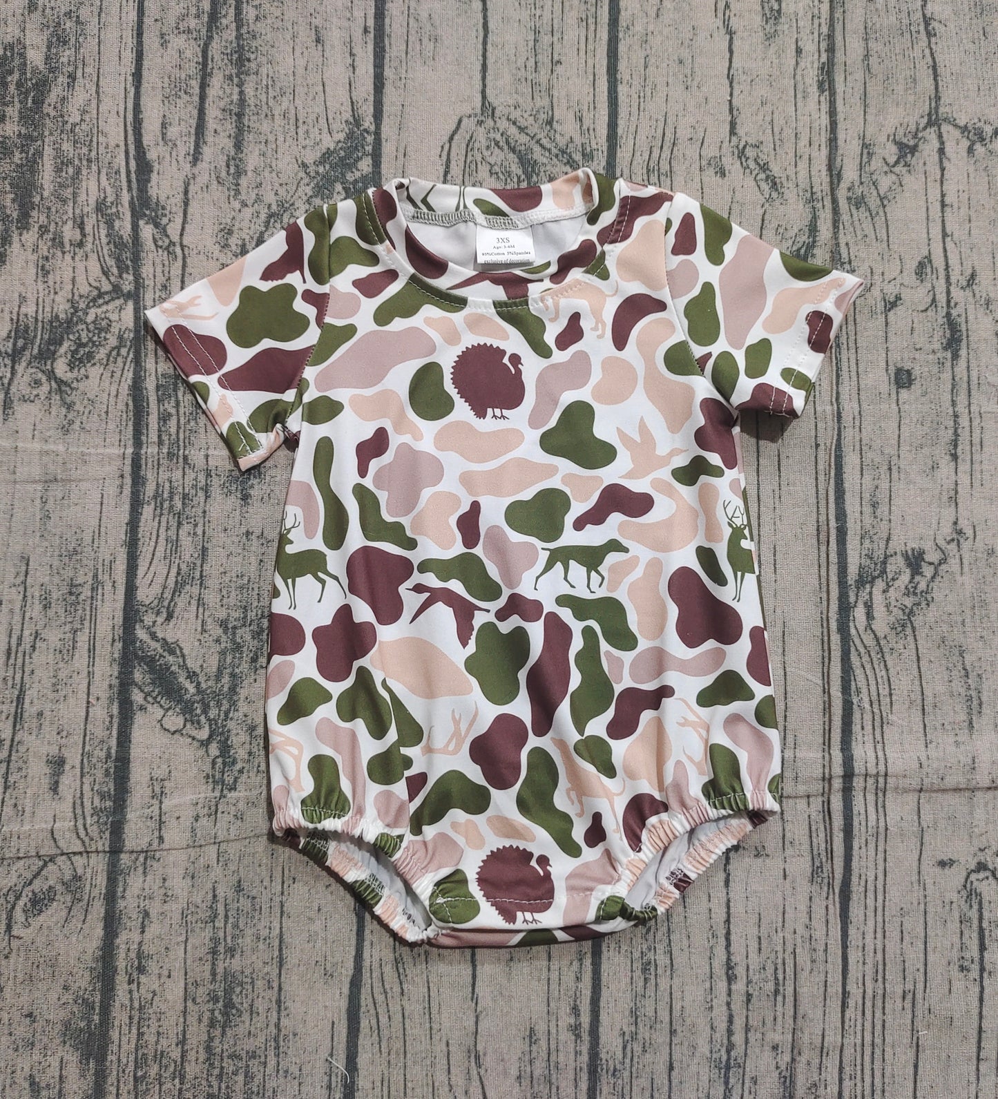 Baby Boys Ducks Deer Dogs Camo Short Sleeve Southern Rompers