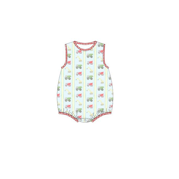 Baby Boys Excavators Stripe Rompers Preorder