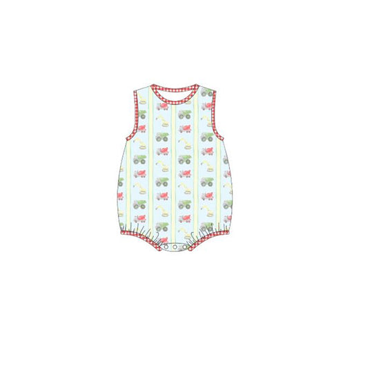 Baby Boys Excavators Stripe Rompers Preorder