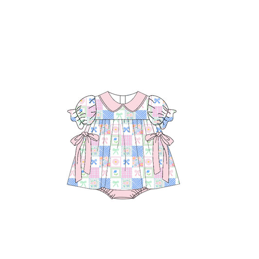 Baby Girls Flowers Bows Checked Tunic Bummies Ruffle Rompers Preorder