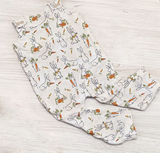 Baby Boys Rabbits Carrots Easter Sleeveless Pants Rompers Preorder