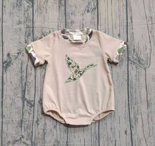 Embroidery Camo Ducks Baby Boys Short Sleeve Hunting Rompers Preorder
