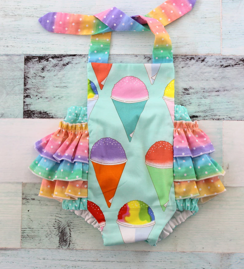Baby Girls Strap Ice Creams Bubbly Ruffle Rompers Preorder