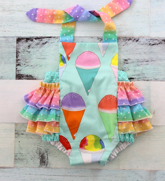 Baby Girls Strap Ice Creams Bubbly Ruffle Rompers Preorder