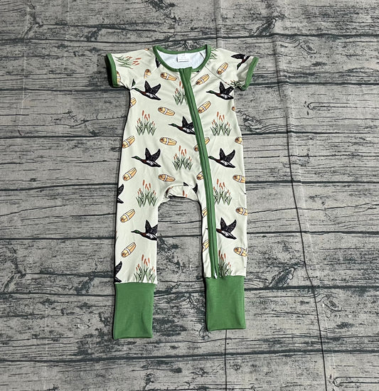 Baby Boys Green Ducks Calls Hunting Two Way Zip Convertible Rompers Preorder