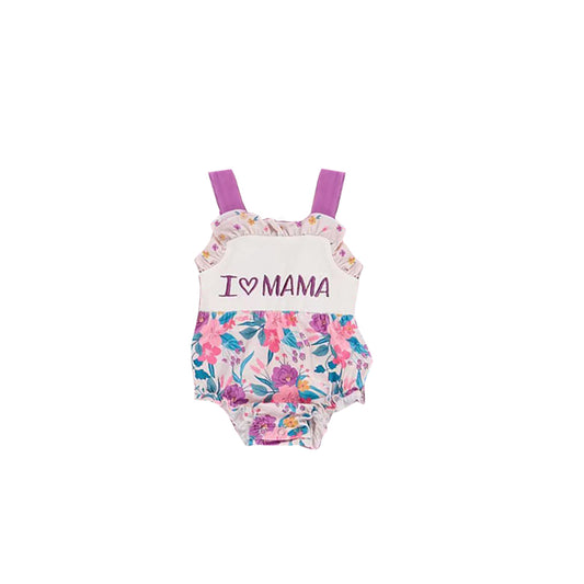 Baby Girls Strap Floral I Love Mama Ruffle Rompers Preorder