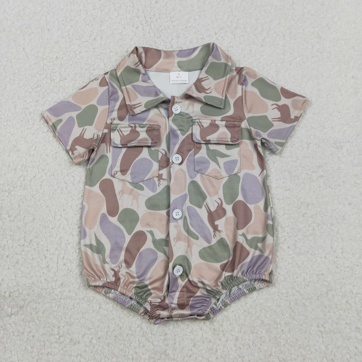 Sibling Baby Boys Southern Camo Button Pockets Hunting Rompers