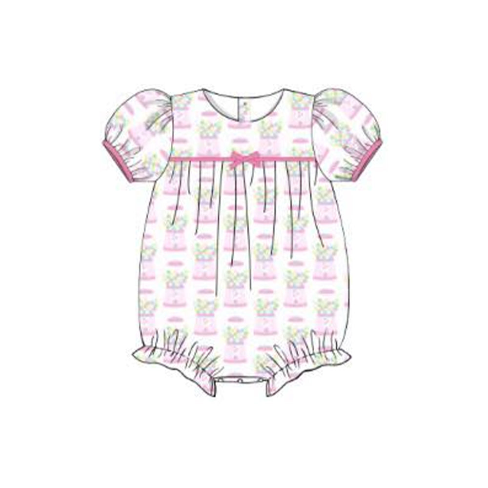 Baby Girls Pink Flowers Plaid Ruffle Rompers Preorder