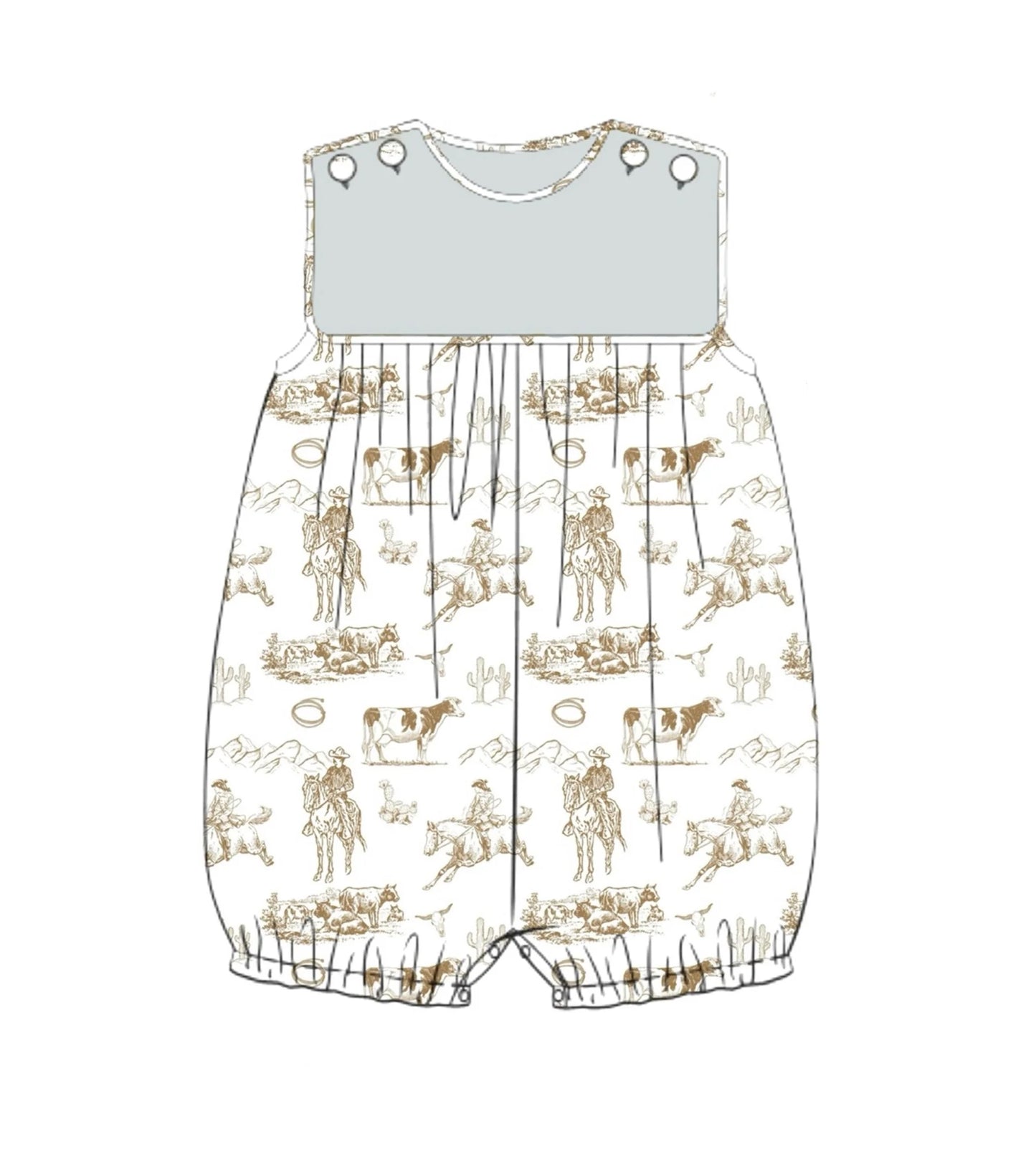 Baby Boys Horse Rodeos Sleeveless Western Rompers Preorder