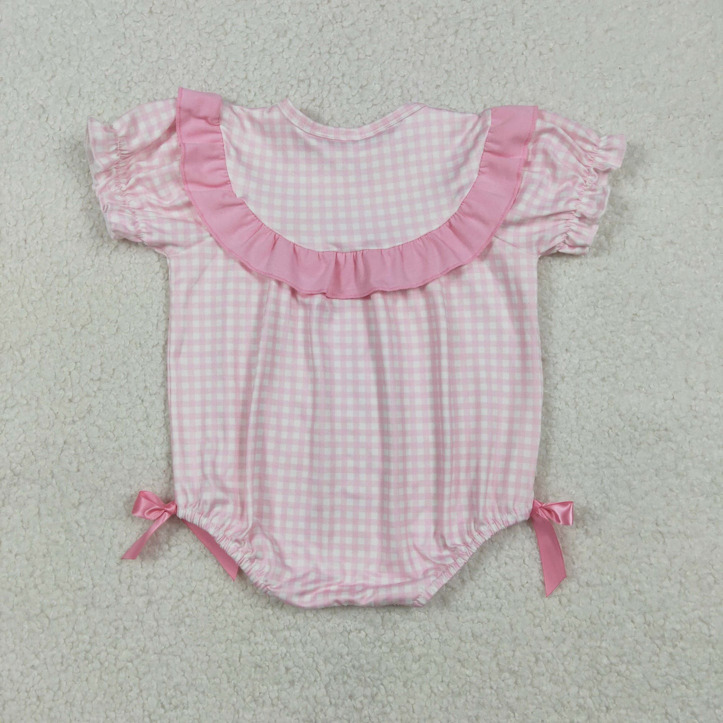 Sibling Baby Boys Girls Rabbits Chicks Checked Easter Rompers