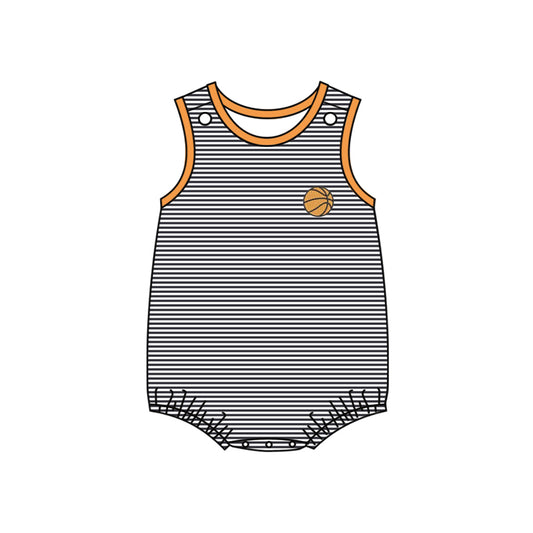 Baby Boys Black Stripe Sleeveless Basketballs Team Rompers Preorder