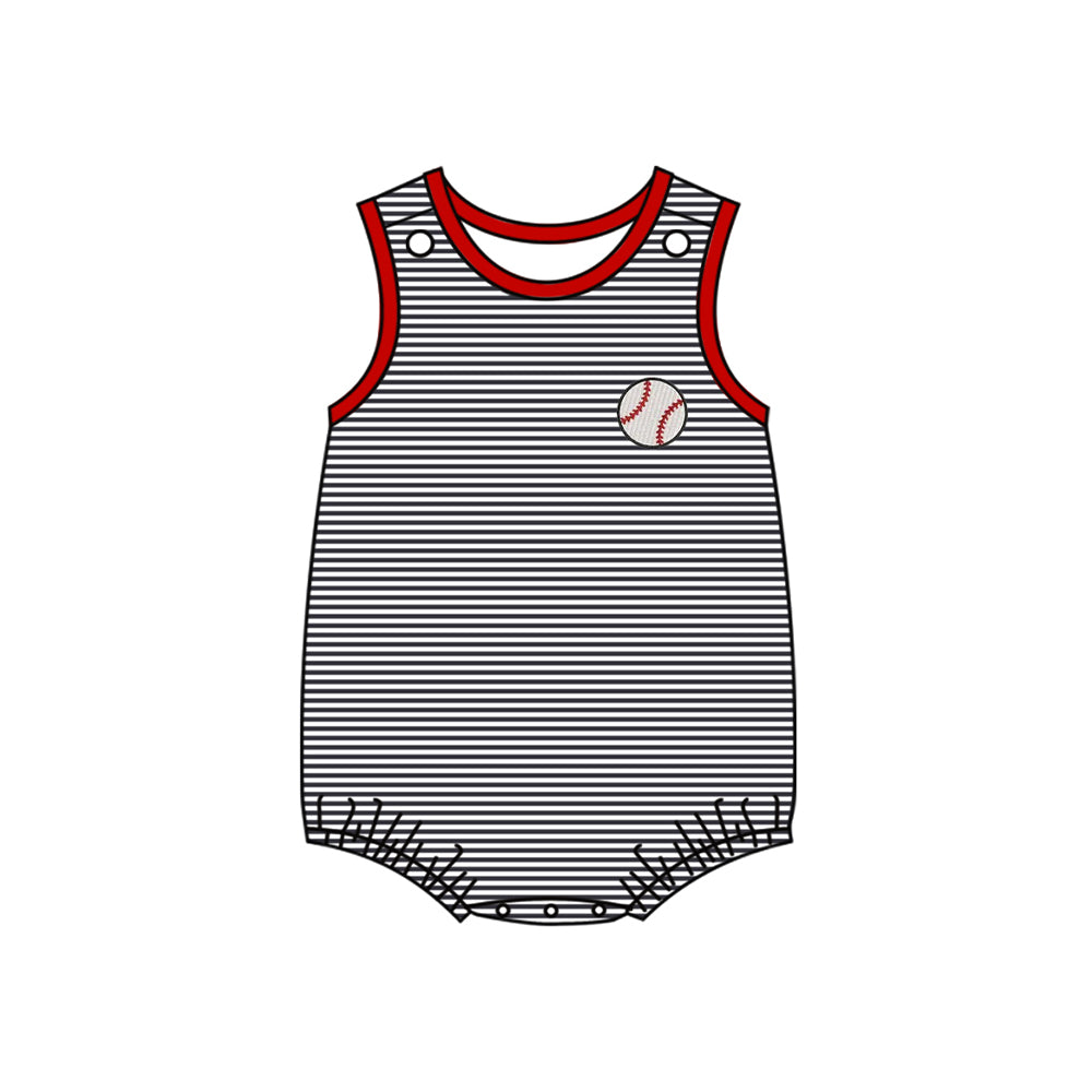 Baby Boys Black Stripe Sleeveless Basketballs Team Rompers Preorder