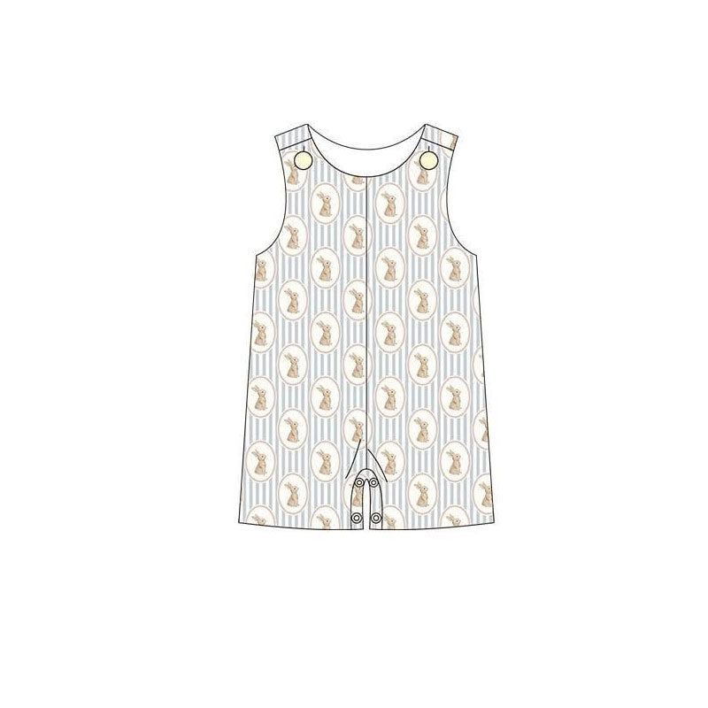 Baby Boys Sleeveless Stripe Rabbits Easter Rompers Preorder