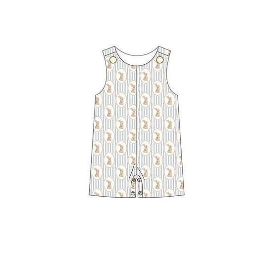 Baby Boys Sleeveless Stripe Rabbits Easter Rompers Preorder