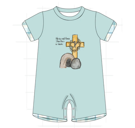 Baby Boys Sleeveless Crosses Easter Rompers Preorder