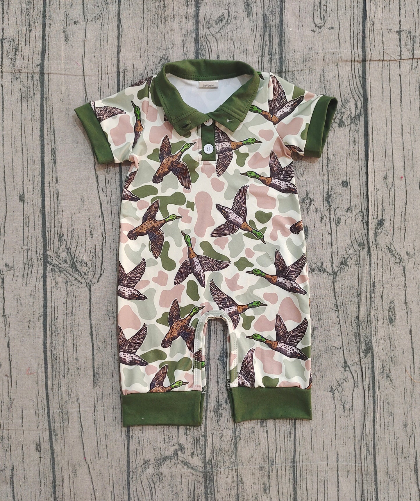 Baby Boys Southern Hunting Ducks Camo Button Rompers