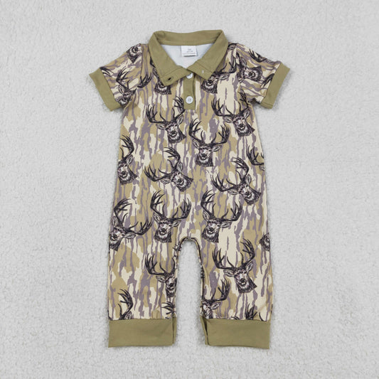 Baby Boys Southern Hunting Deer Camo Button Rompers