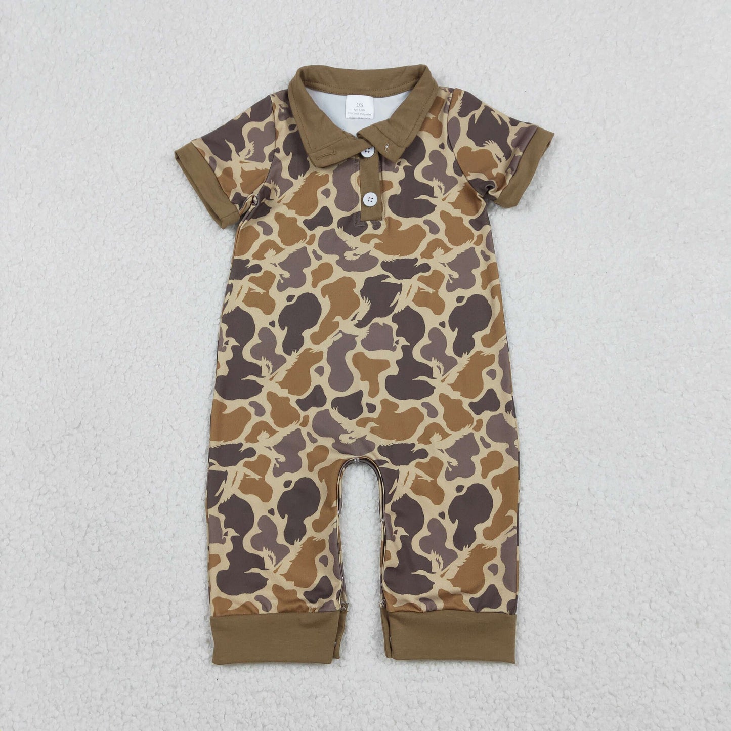 Baby Boys Southern Khaki Camo Button Hunting Rompers