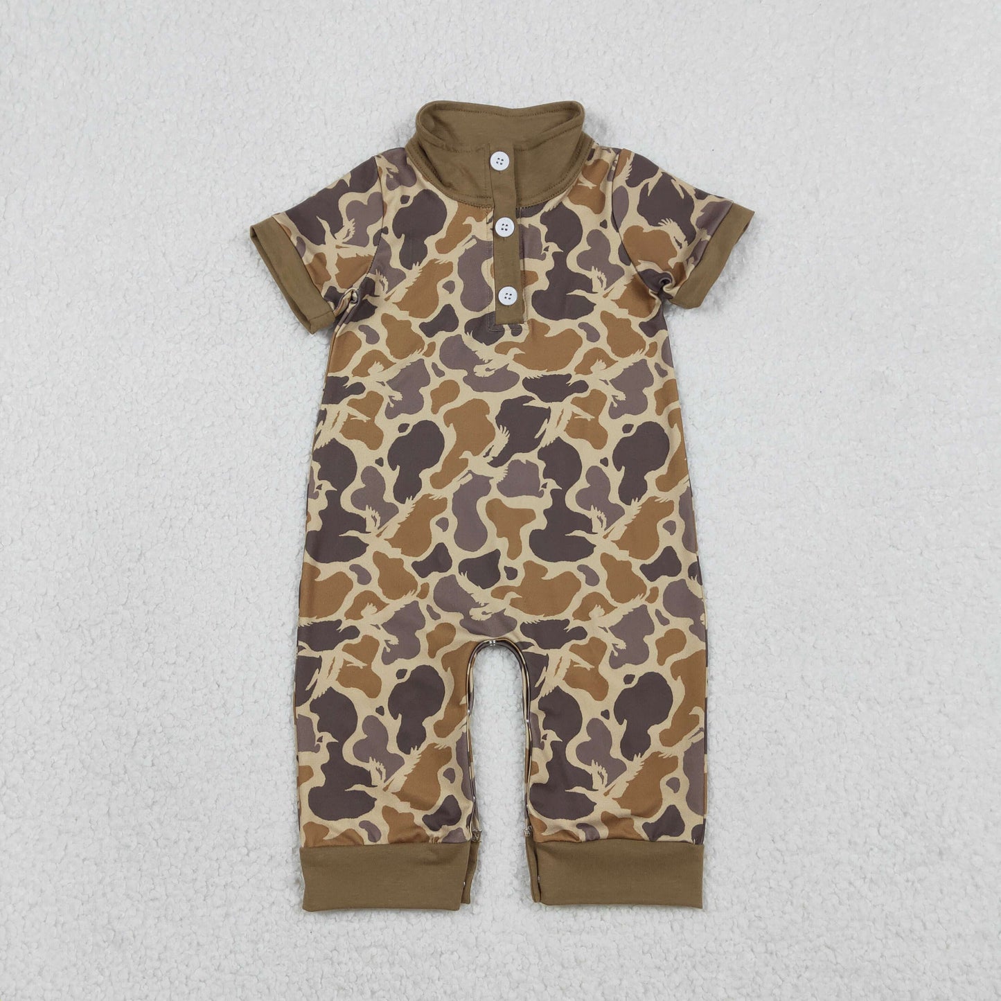 Baby Boys Southern Khaki Camo Button Hunting Rompers