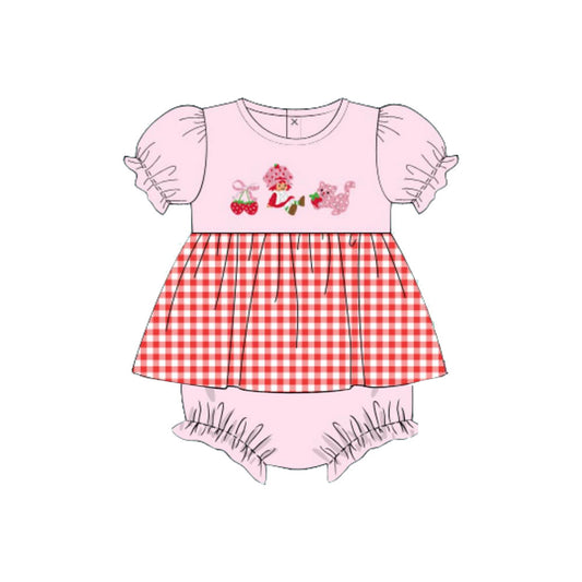 Baby Strawberry Girls Checked Tunic Bummies Ruffle Rompers Preorder