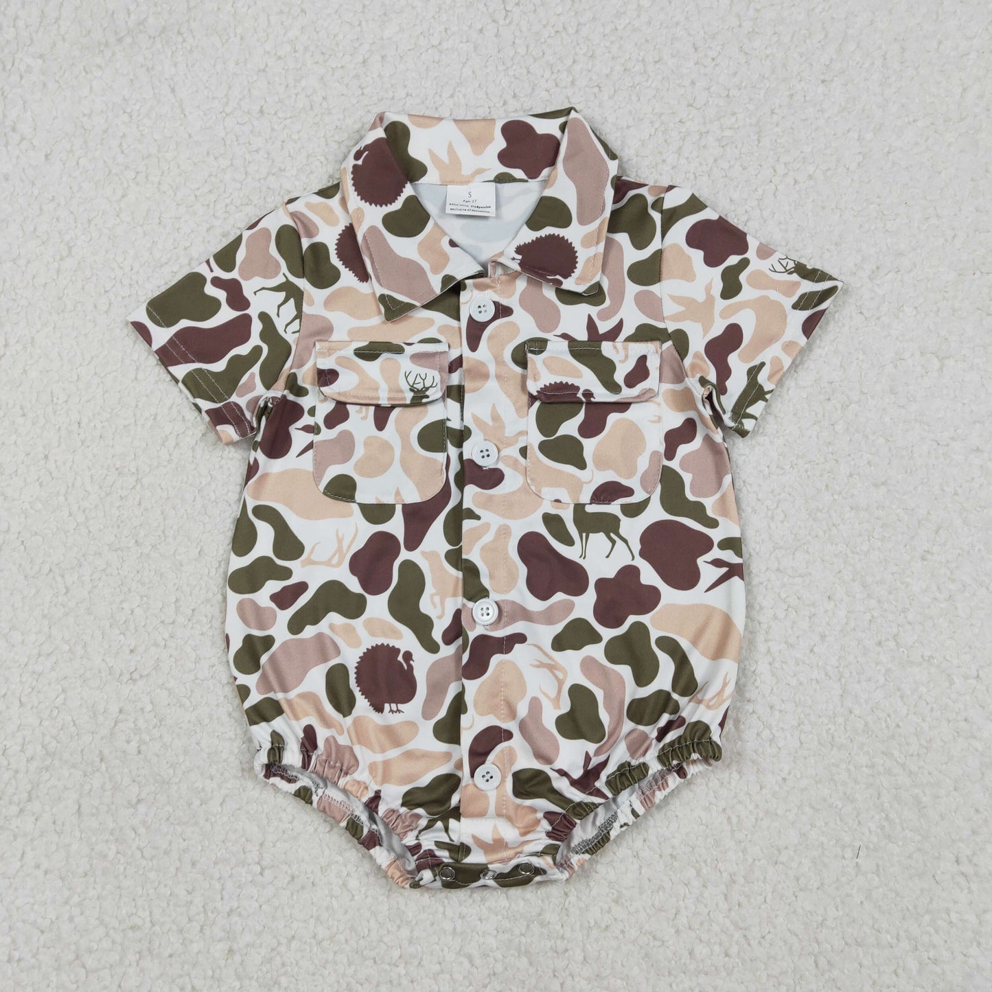 USA Shop Baby Boys Southern Camo Deer Turkey Button Pockets Hunting Rompers