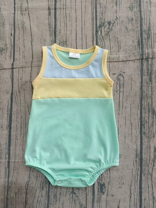 Baby Boys Sleeveless Blue Yellow Aqua Rompers Preorder