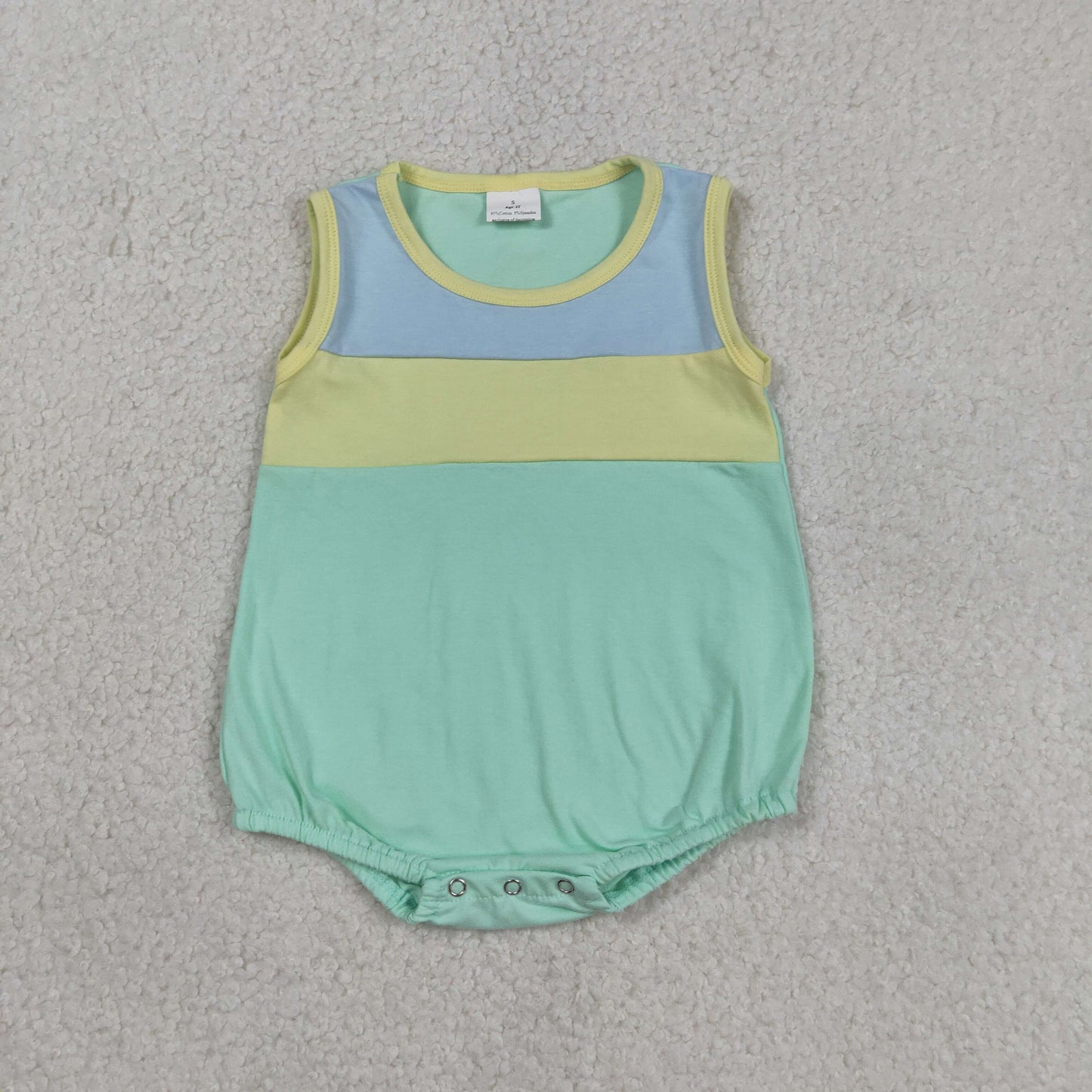 Baby Boys Sleeveless Blue Yellow Aqua Rompers