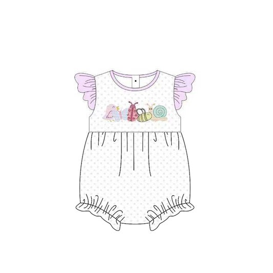 Baby Girls Flutter Sleeve Ladybirds Snails Polka Dots Ruffle Rompers Preorder