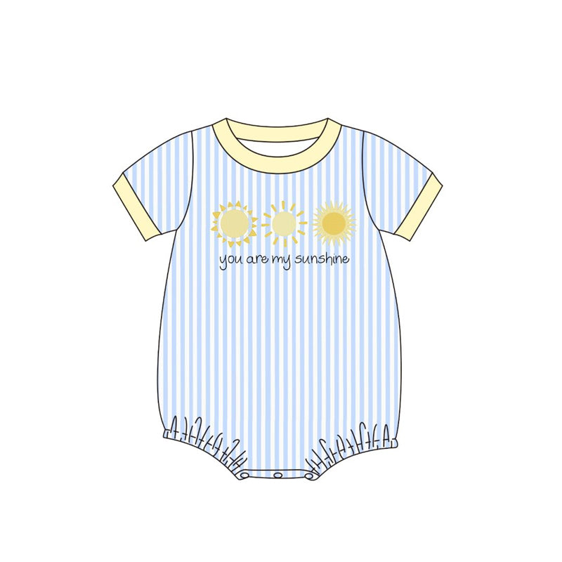 Baby Boys Short Sleeve You are My Sunshine Stripe Rompers Preorder