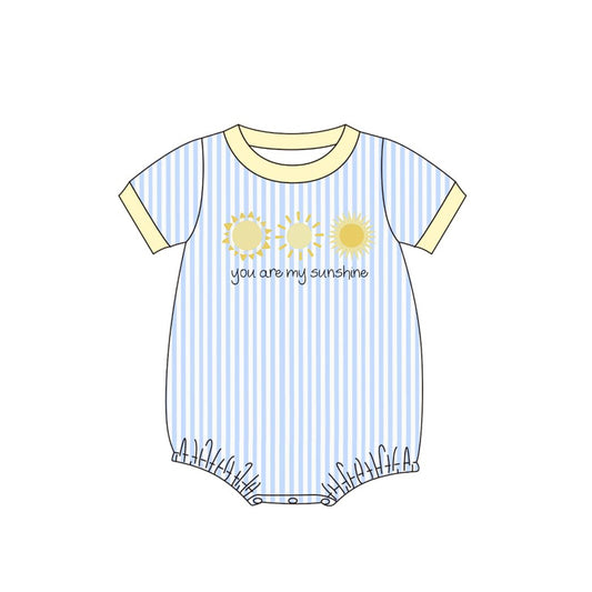 Baby Boys Short Sleeve You are My Sunshine Stripe Rompers Preorder