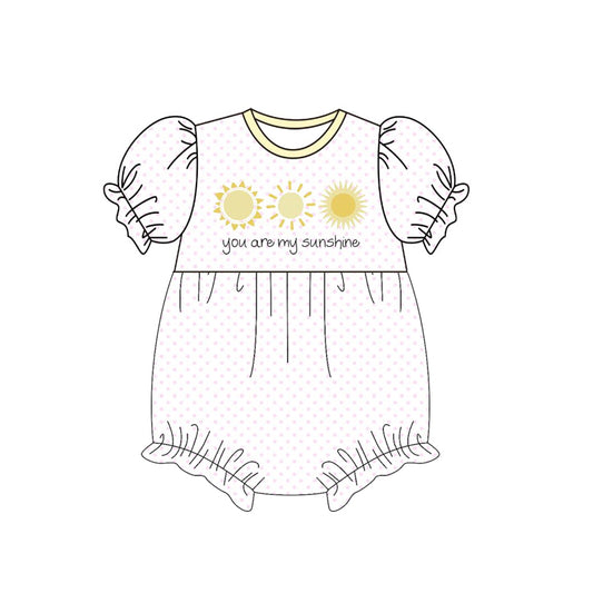 Baby Girls Short Sleeve You are My Sunshine Polka Dots Ruffle Rompers Preorder