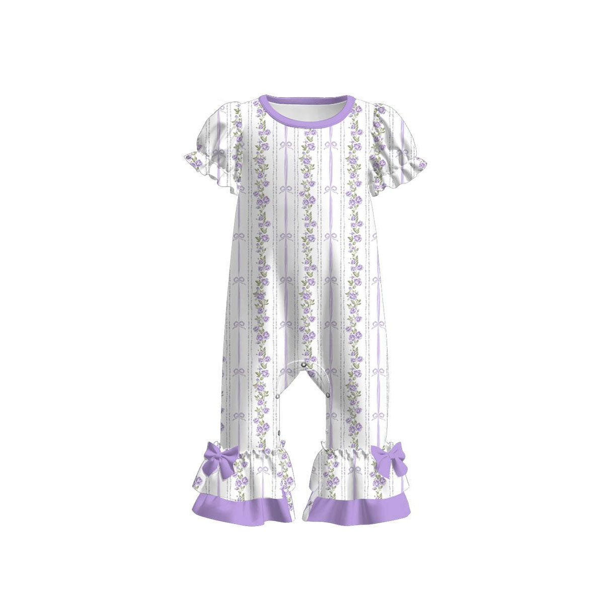 Baby Girls Bows Flowers Stripe Ruffle Footie Rompers Preorder