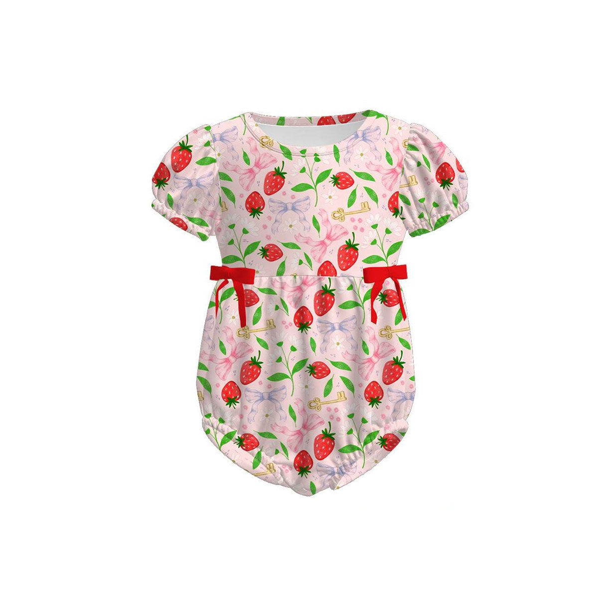 Baby Girls Bows Strawberry Ruffle Rompers Preorder