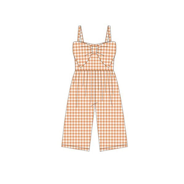 Baby Girls Orange Checked Strap Bows Pant Jumpsuits Preorder
