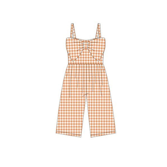 Baby Girls Orange Checked Strap Bows Pant Jumpsuits Preorder