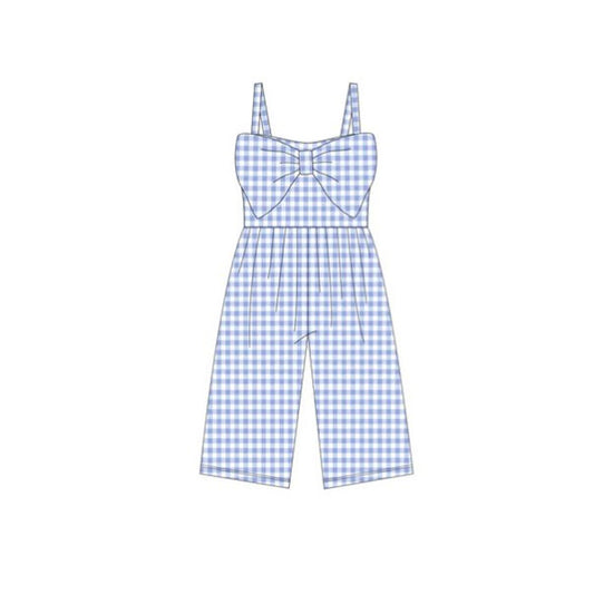 Baby Girls Lavender Checked Strap Bows Pant Jumpsuits Preorder