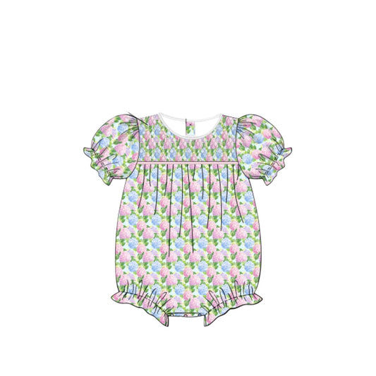 Baby Girls Short Ruffle Sleeve Flowers Ruffle Rompers Preorder