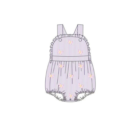 Baby Girls Strap Lavender Stripe Butterfly Ruffle Rompers Preorder