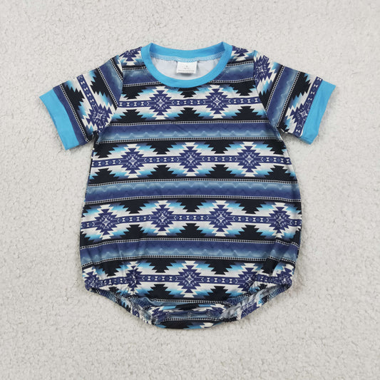 Baby Boys Short Sleeve Western Aztec Rompers