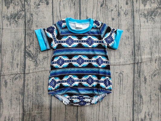 Baby Boys Short Sleeve Western Aztec Rompers